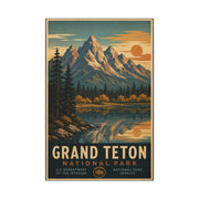 Grand Teton Vintage National Park Poster Wall Art & Canvas Print