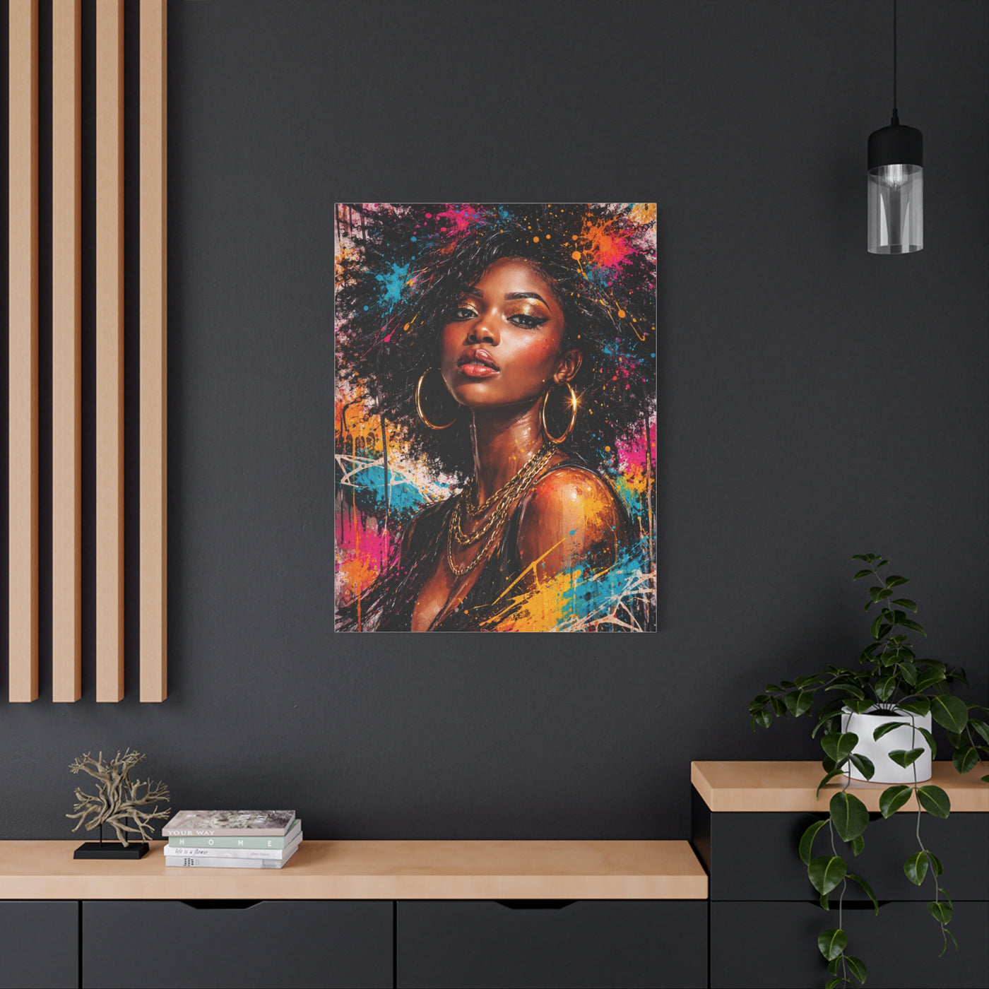 Afrocentric Graffiti-Style Portrait Wall Art & Canvas Print