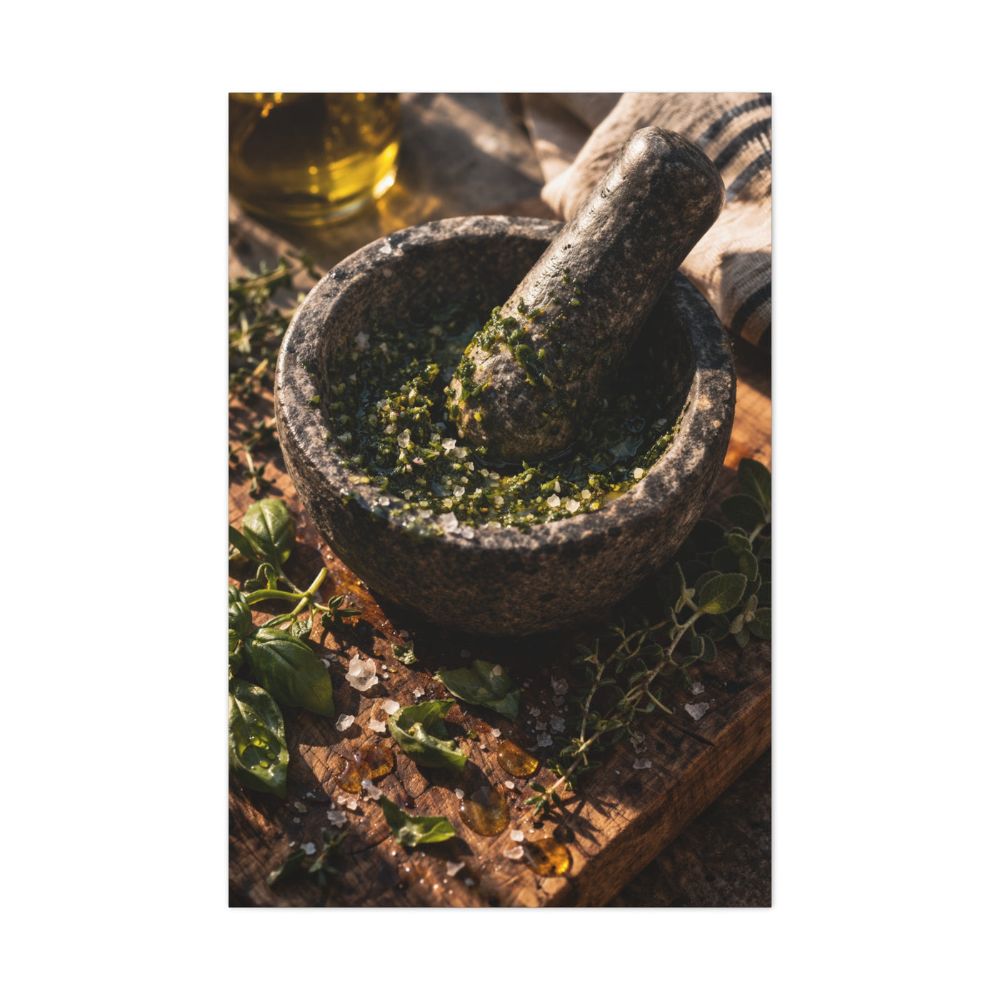 Rustic Herb Mortar and Pestle Wall Art & Canvas Print