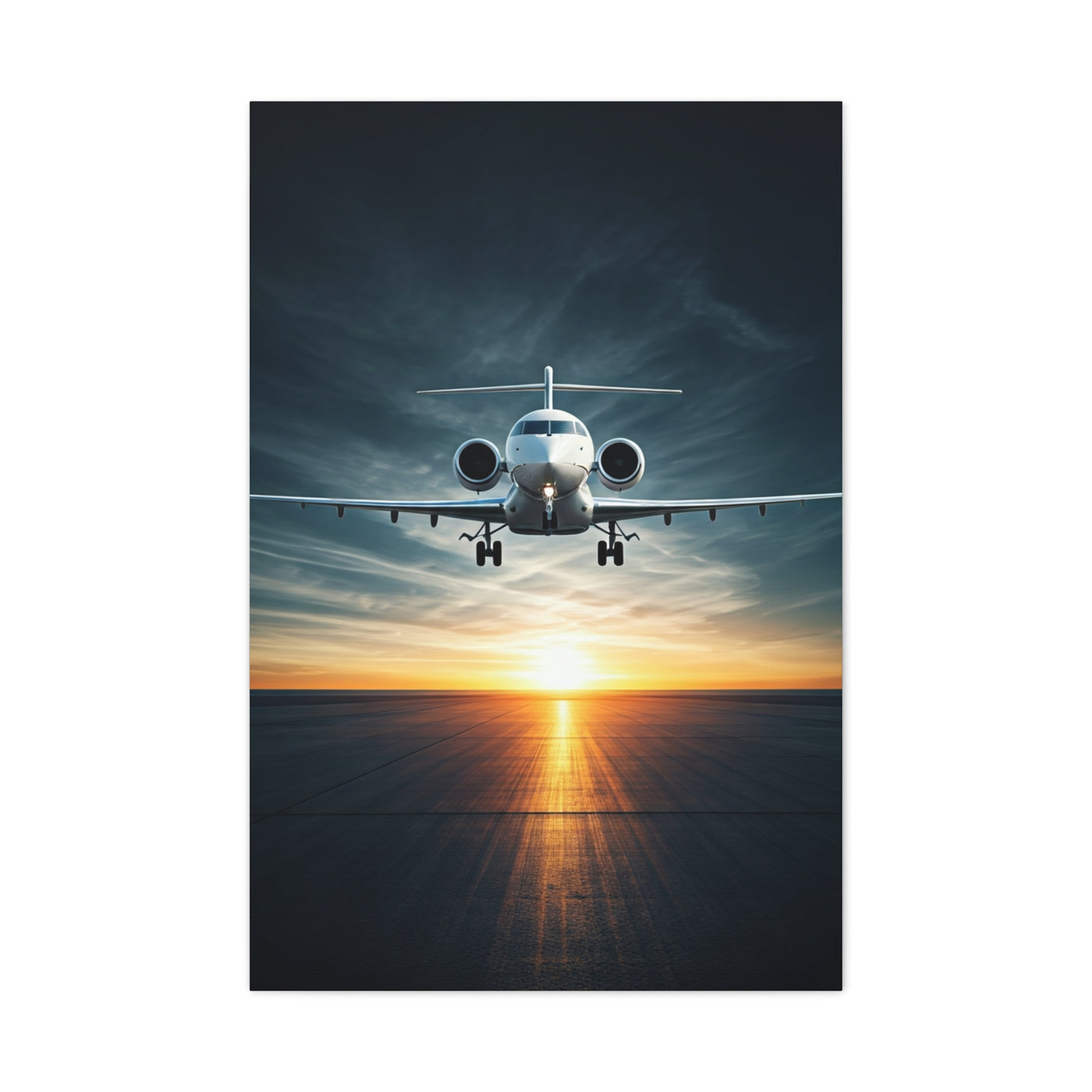 Sunset Runway Lift-Off Jet Wall Art & Canvas Prints