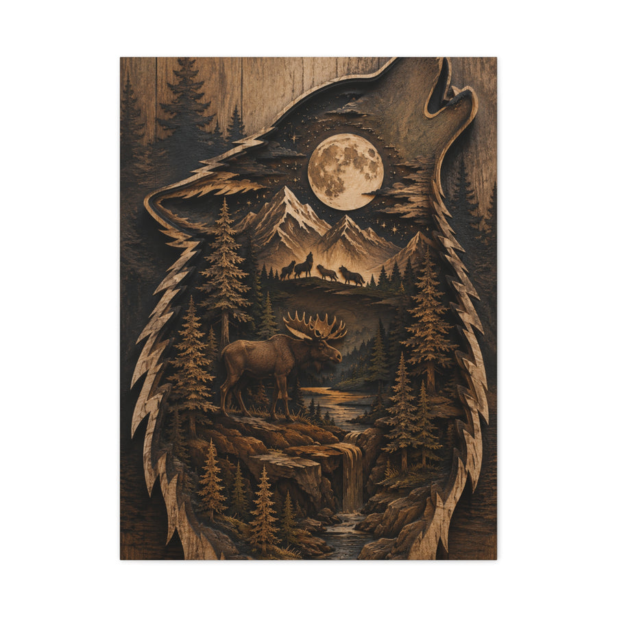 Forest Silhouette Wolf Storyscape Wood Panel Wall Art & Canvas Print