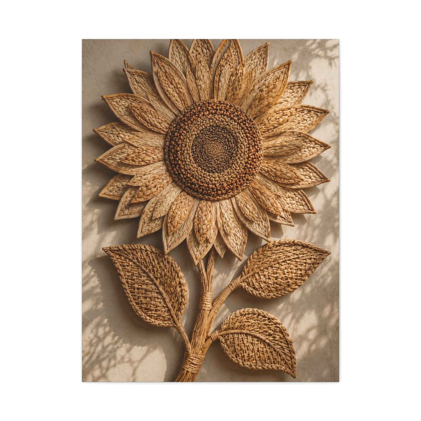 Handwoven Natural Sunflower Textile Wall Art & Canvas Print