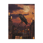Raven on Moonlit Cemetery Gate Wall Art & Canvas Print