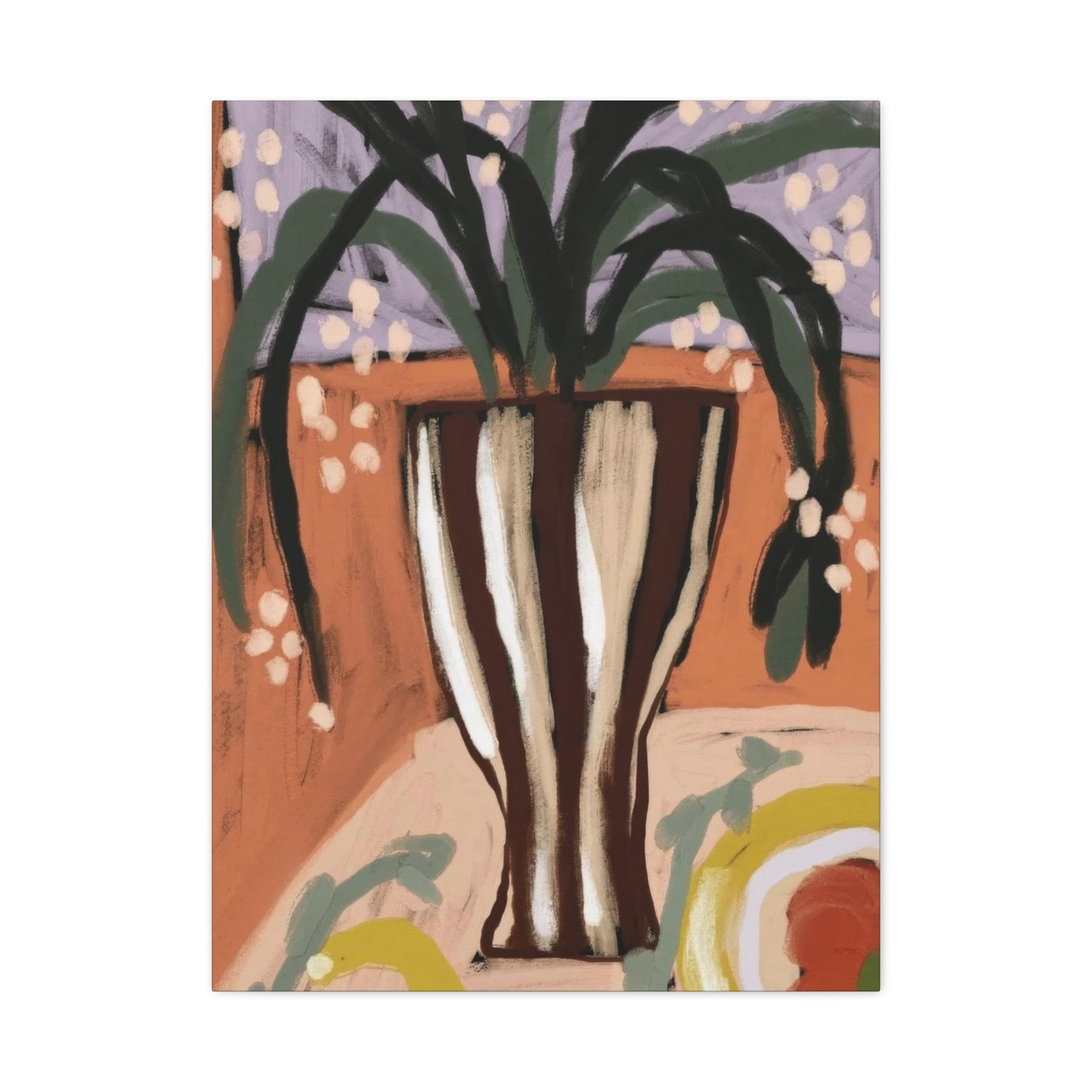 Striped Vase with Greenery Wall Art & Canvas Prints