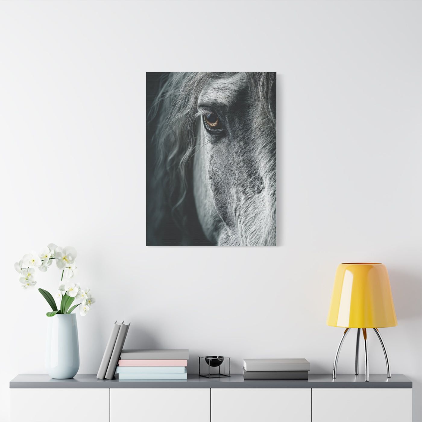 Horse Eye Intimate Monochrome Wall Art & Canvas Print