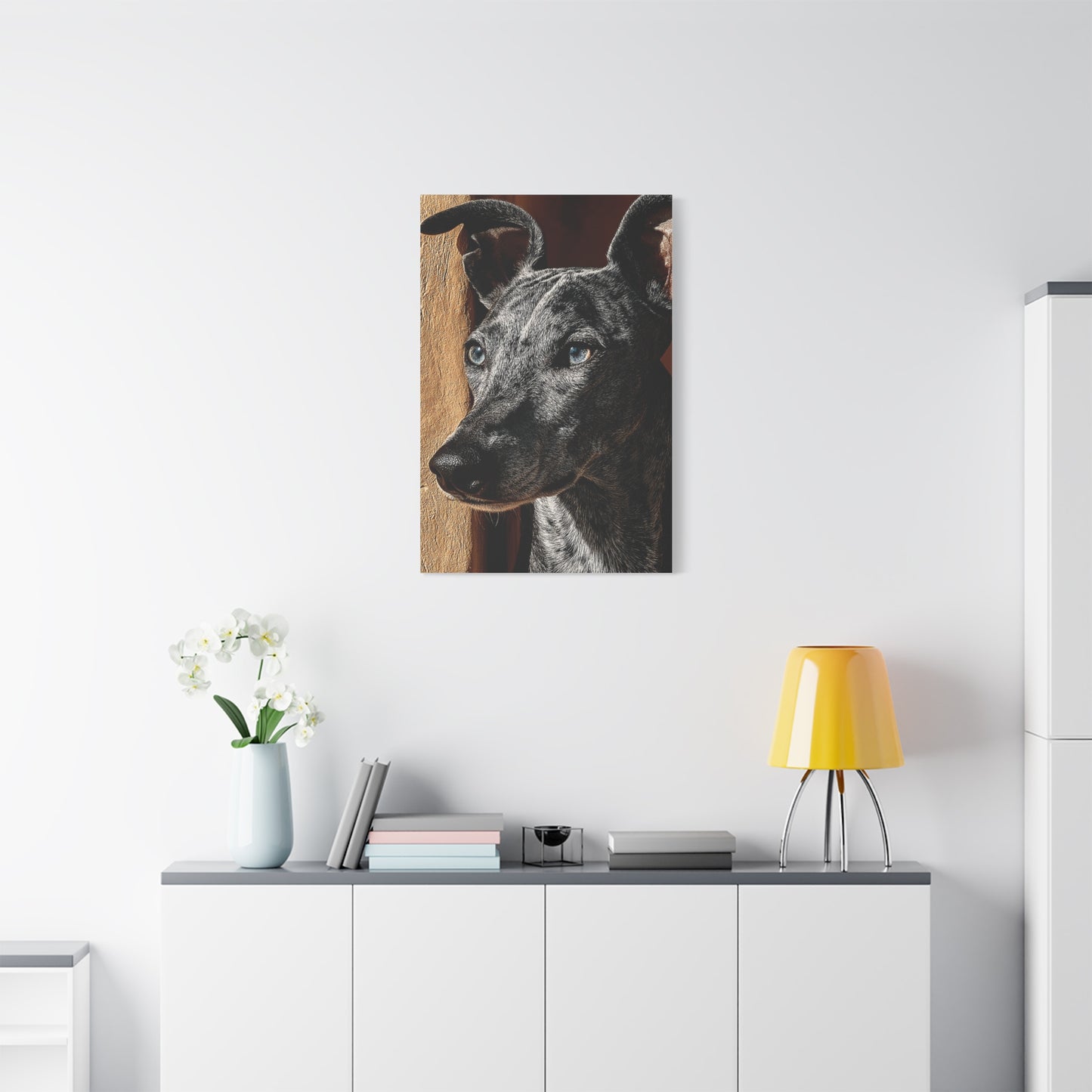 Minimalist Whippet Portrait Wall Art & Canvas Print
