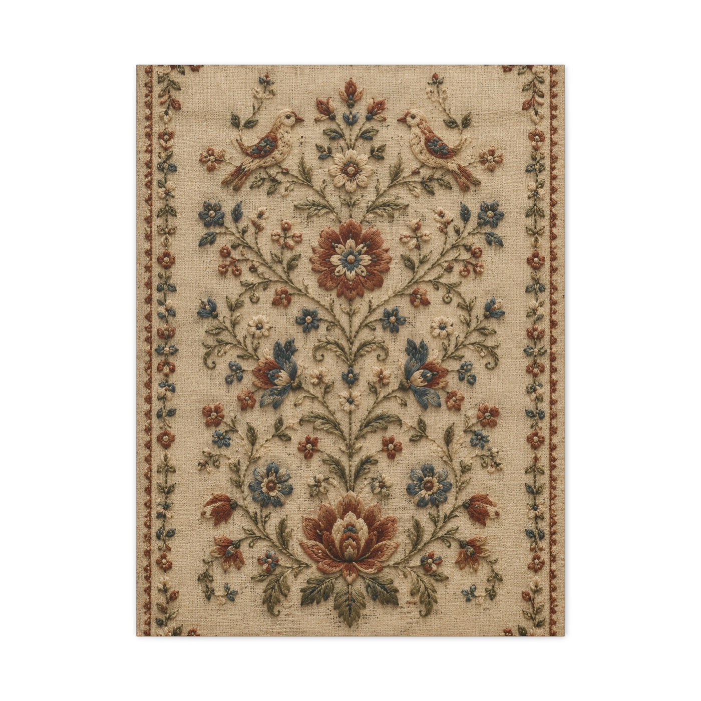 Antique Floral Embroidery Garden Panel Wall Art & Canvas Print