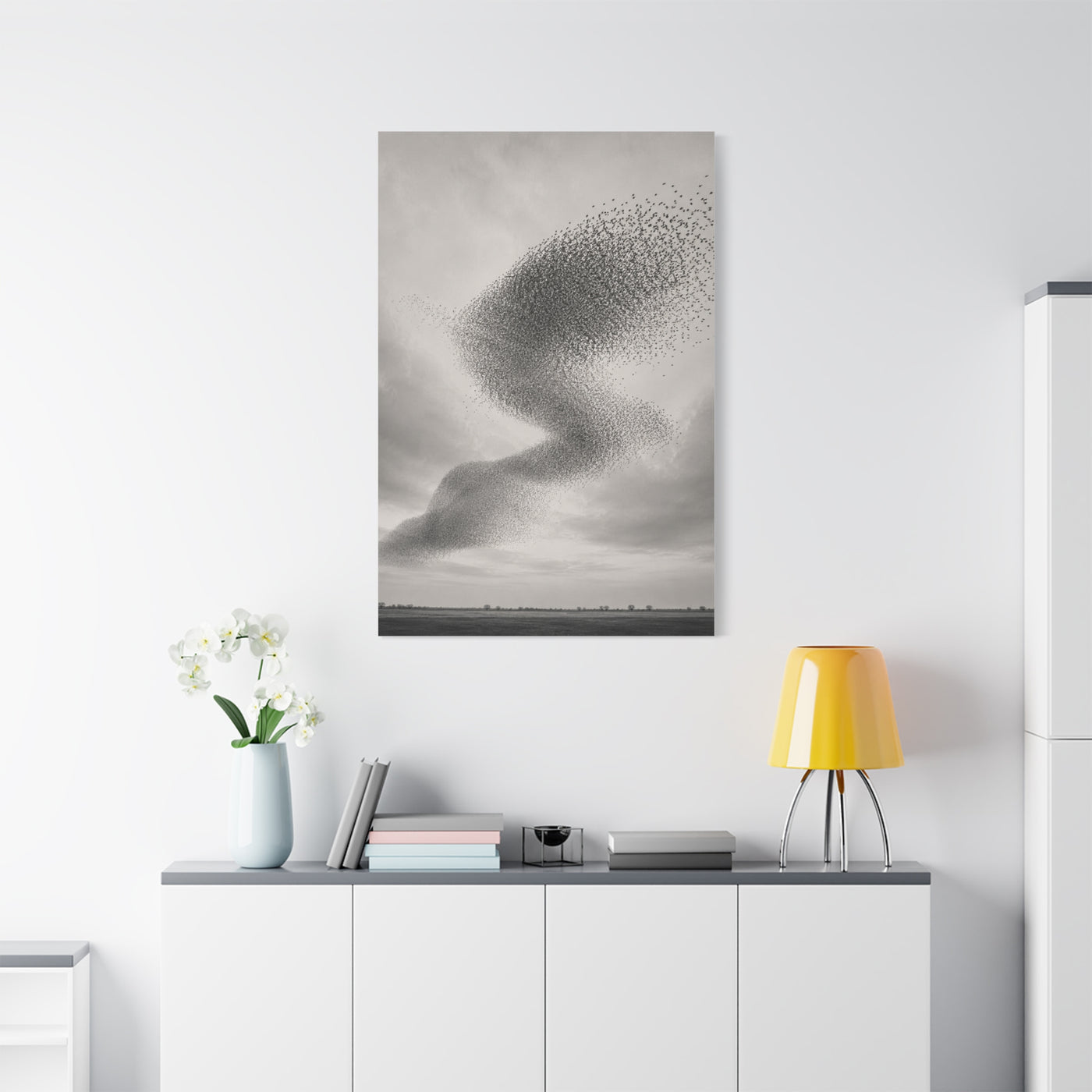 Murmuration Love Formation Monochrome Wall Art & Canvas Print