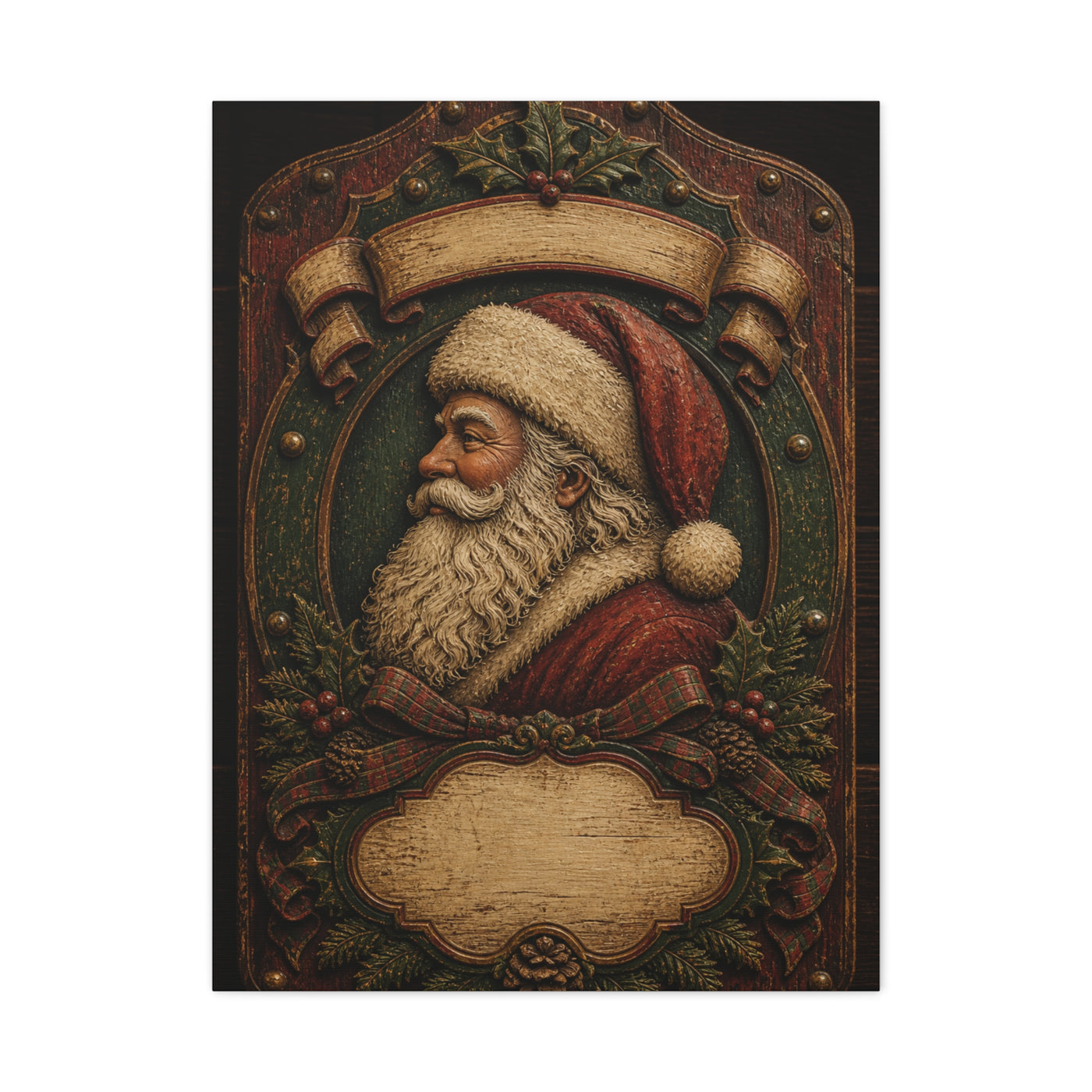 Heirloom Santa Wooden Plaque Wall Art & Canvas Print