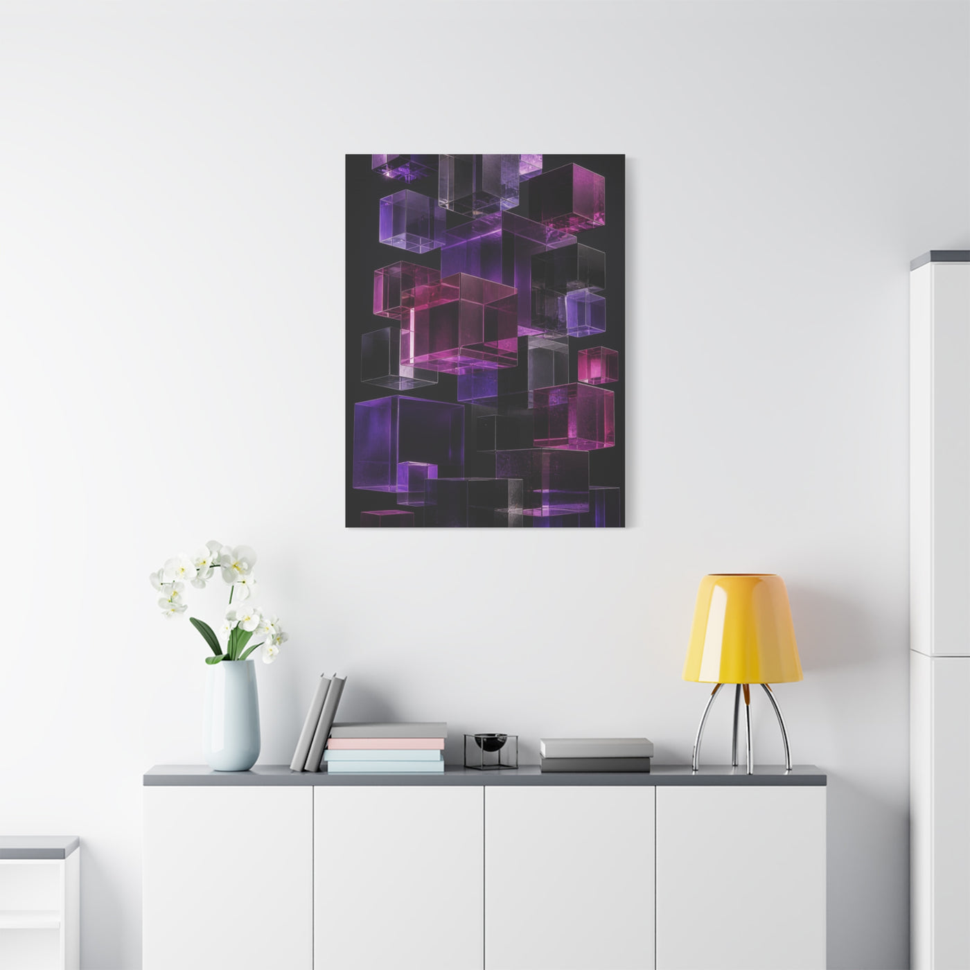 Floating Violet Glass Cubes Wall Art & Canvas Print