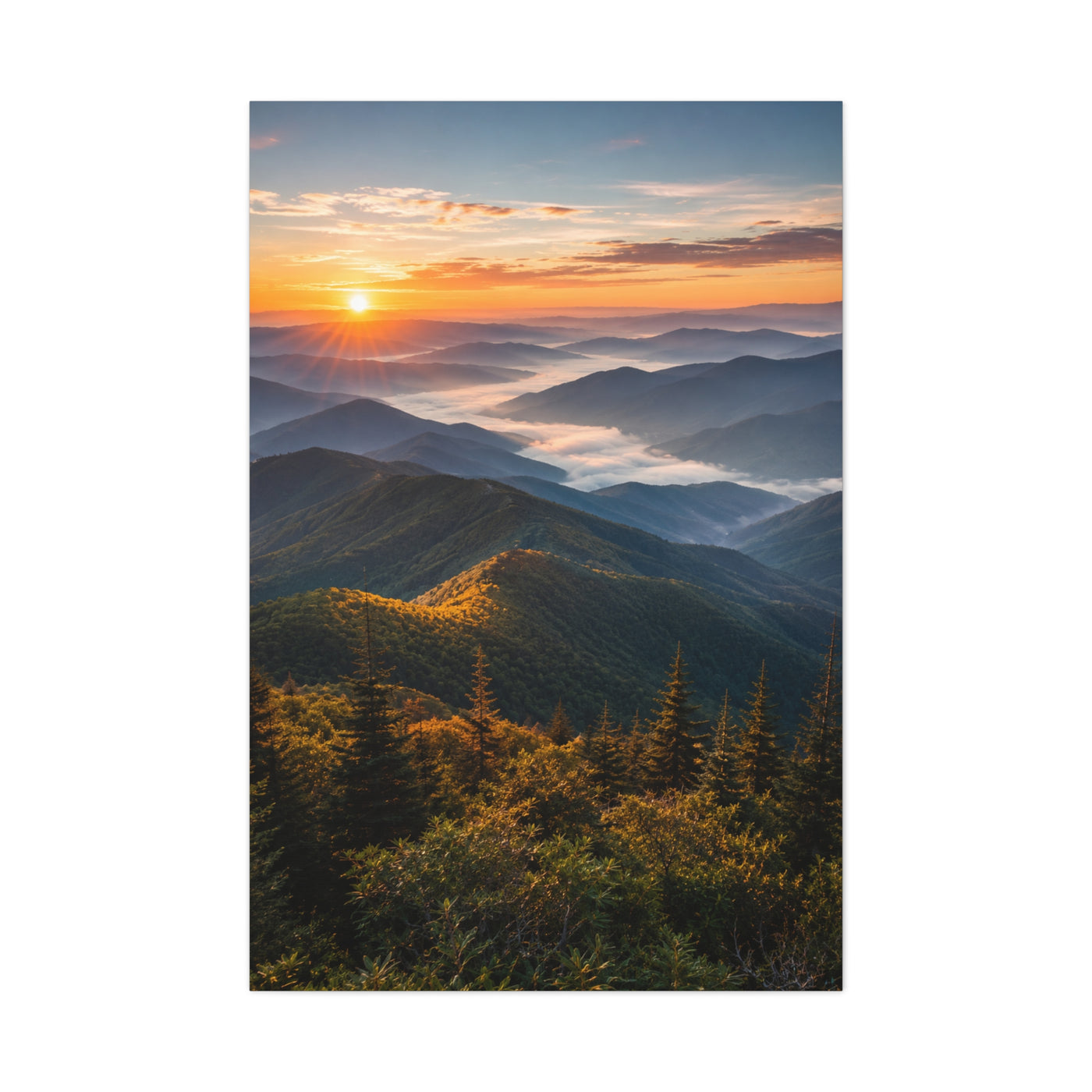 Great Smoky Mountains Sunrise Panorama Wall Art & Canvas Print