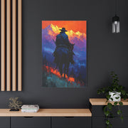 Sunset Ridge Cowboy Painting Wall Art & Canvas Print