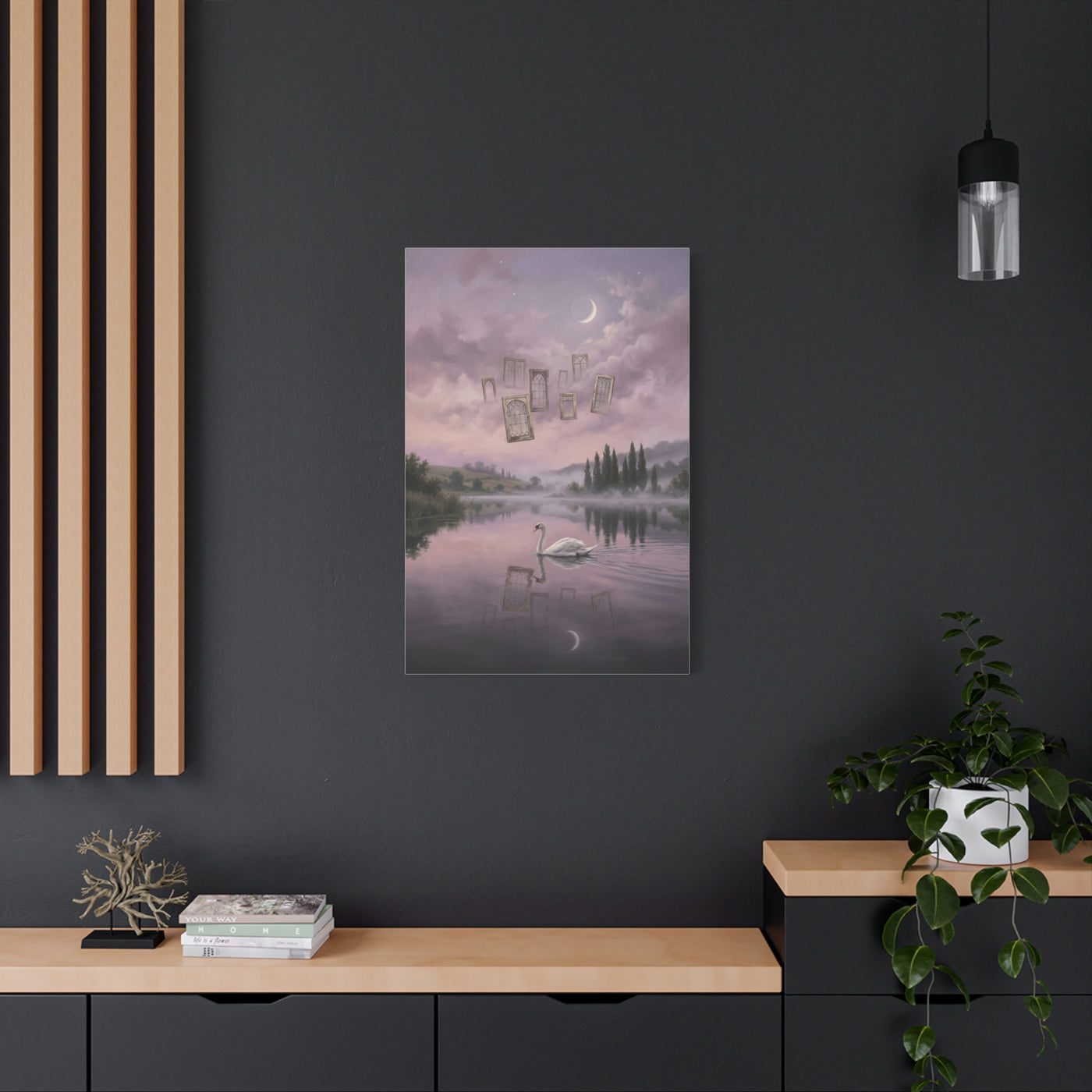 Surreal Swan Dreamscape Reflection Wall Art & Canvas Print