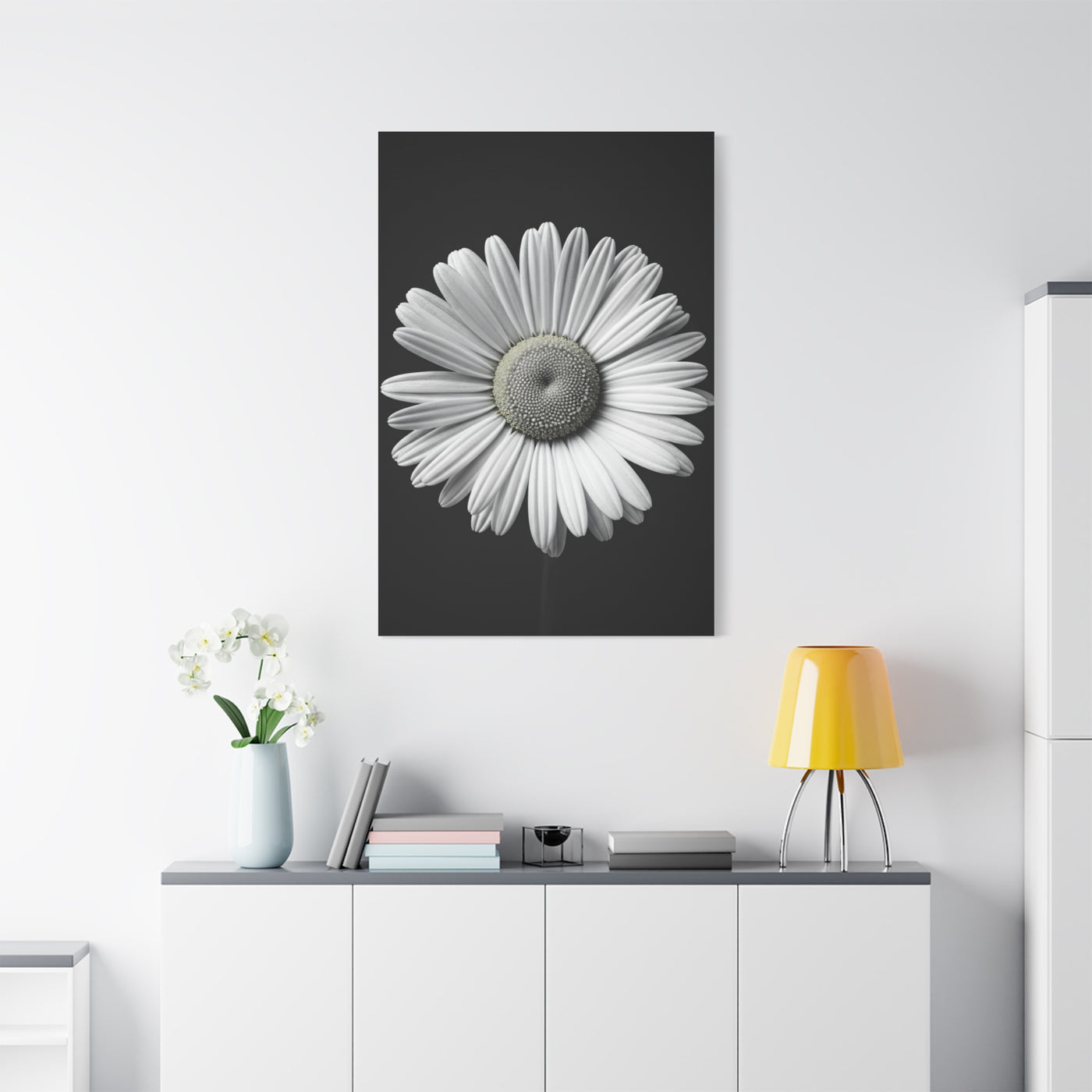 White Daisy Bloom Portrait Wall Art & Canvas Prints