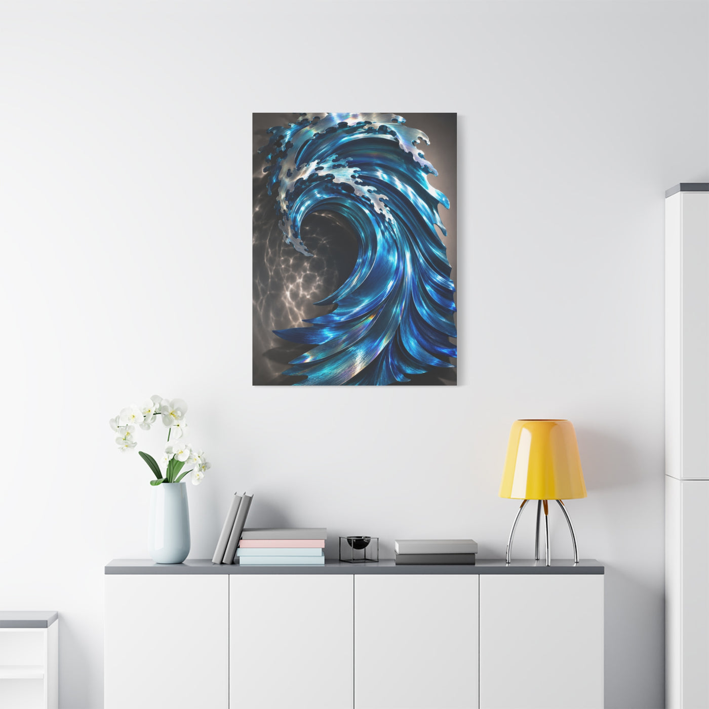 Iridescent Metal Wave Sculpture Wall Art & Canvas Print