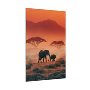 Mother and Calf Savanna Sunrise Wall Art & Canvas Print
