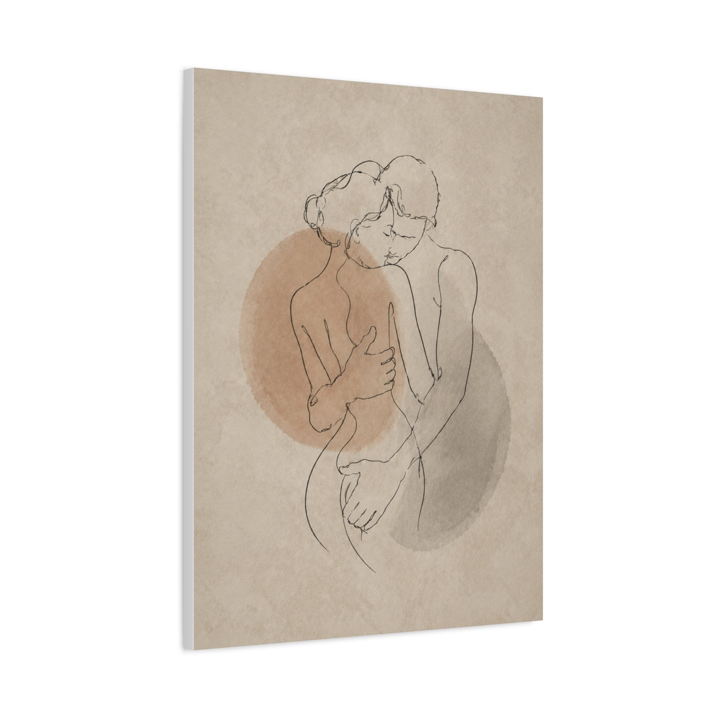 Minimal Line Couple Embrace Wall Art & Canvas Print