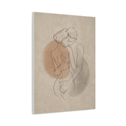 Minimal Line Couple Embrace Wall Art & Canvas Print