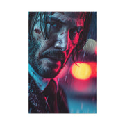 John Wick Neon Rain Close-Up Movie Poster Wall Art & Canvas Print