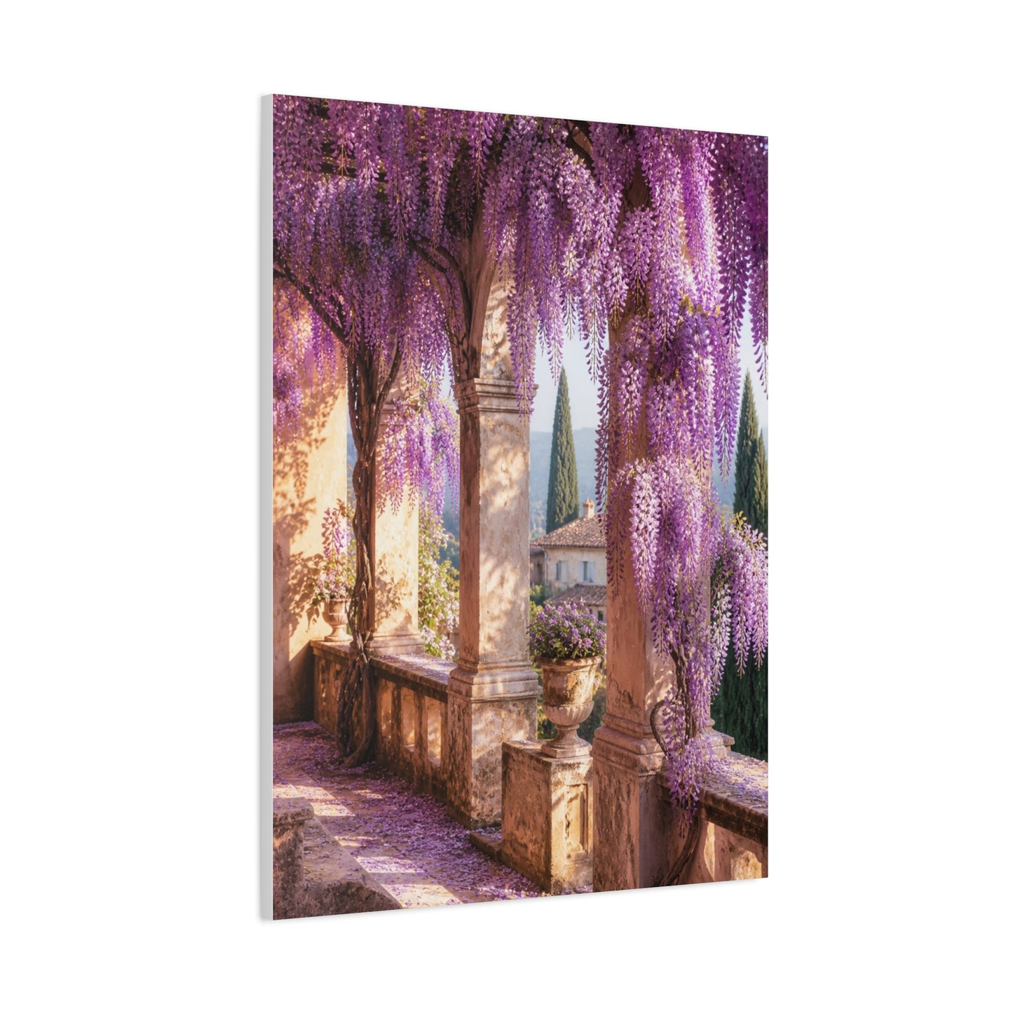 Cascading Wisteria Balcony Scene Wall Art & Canvas Print