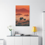Mother and Calf Savanna Sunrise Wall Art & Canvas Print