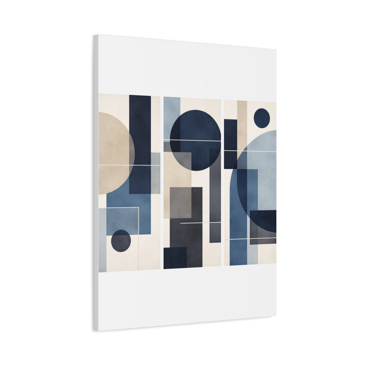 Navy Geometric Triptych Composition Wall Art & Canvas Print