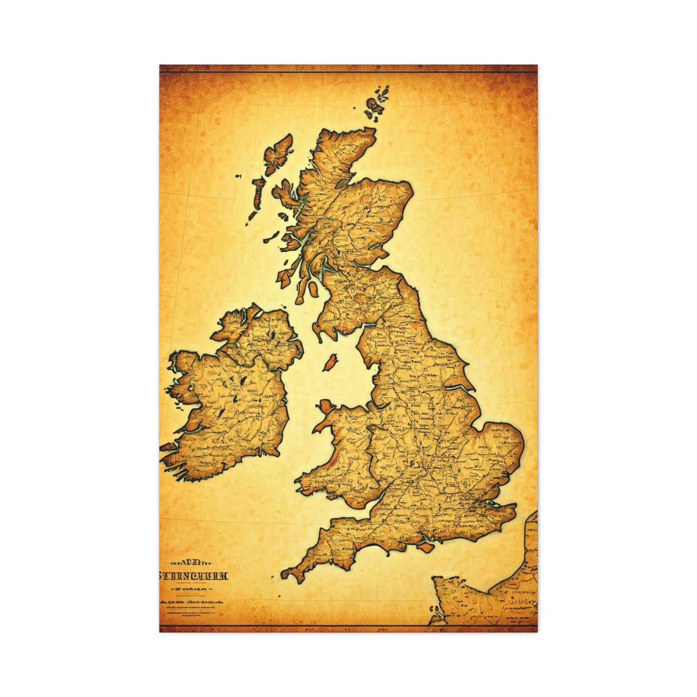 World Map on Aged Scroll Background Wall Art & Canvas Prints .