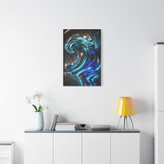 Glass & Steel Ocean Wave Architectural Sculpture Wall Art & Canvas Print
