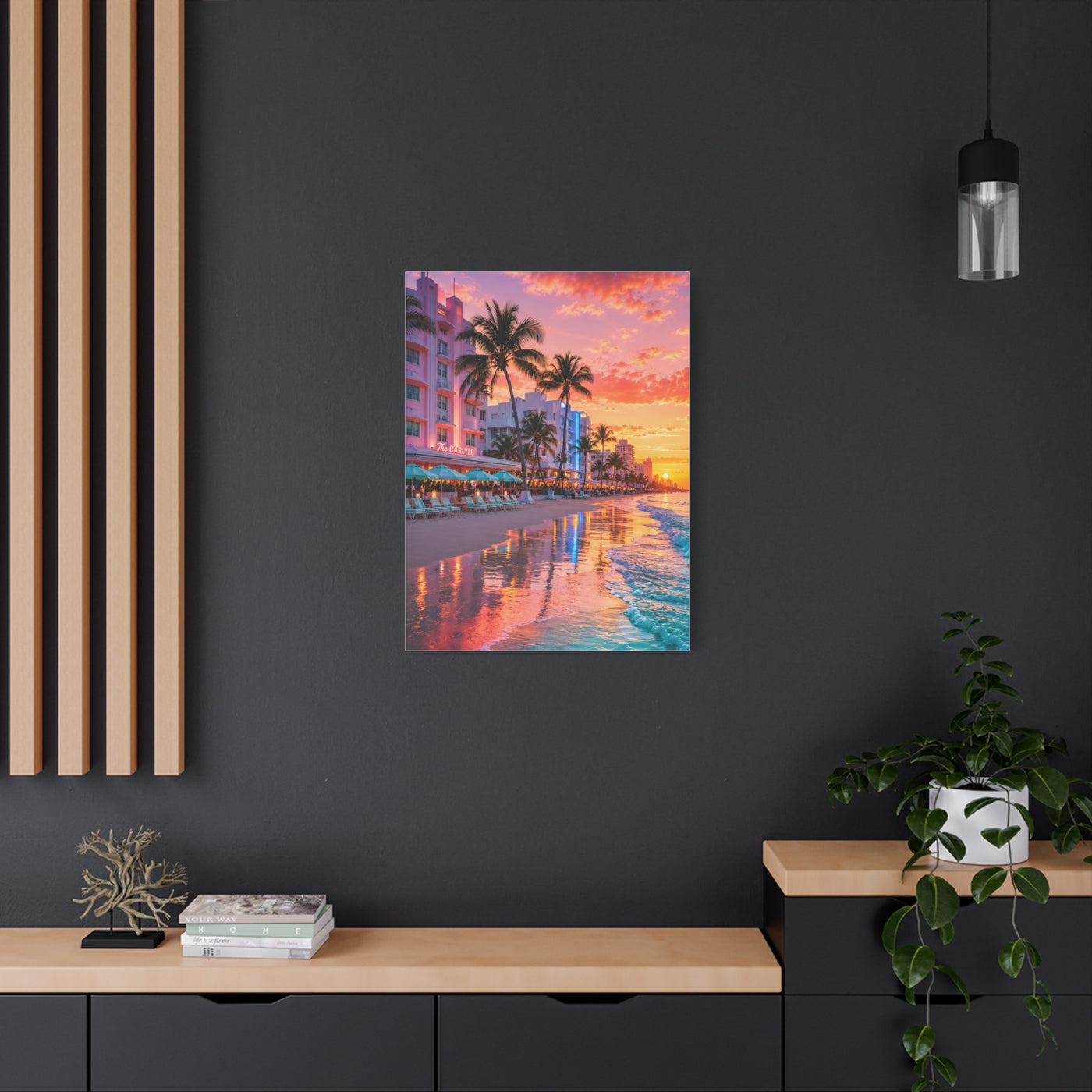 Miami Beach Art Deco Sunset Wall Art & Canvas Print