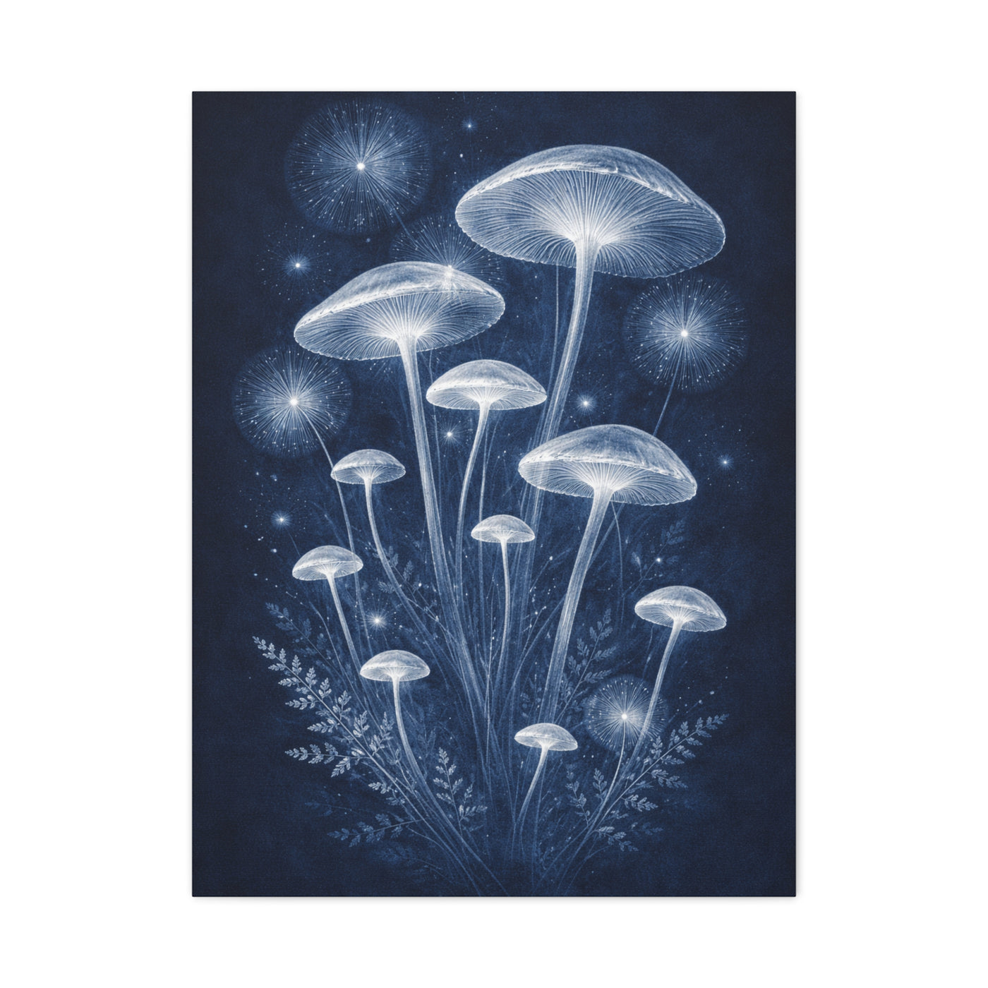 Luminous Blue Herbarium Cyanotype Wall Art & Canvas Print