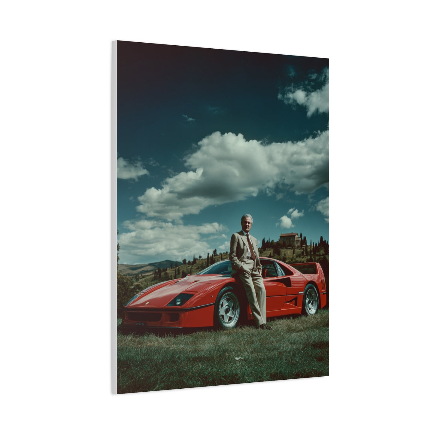 Enzo Ferrari Standing Beside the Ferrari F40 (1987) Wall Art & Canvas Print