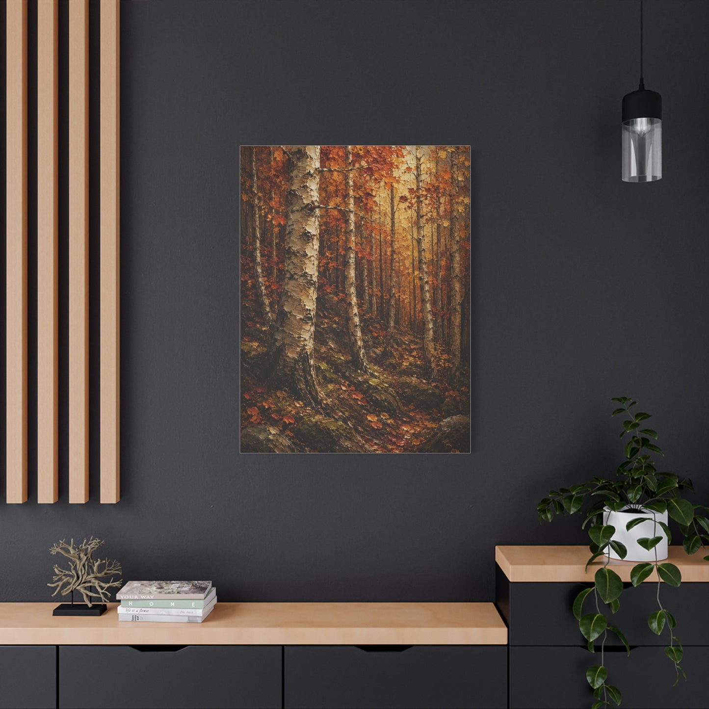 Autumn Birch Forest Painterly Path Trees Wall Art & Canvas Print