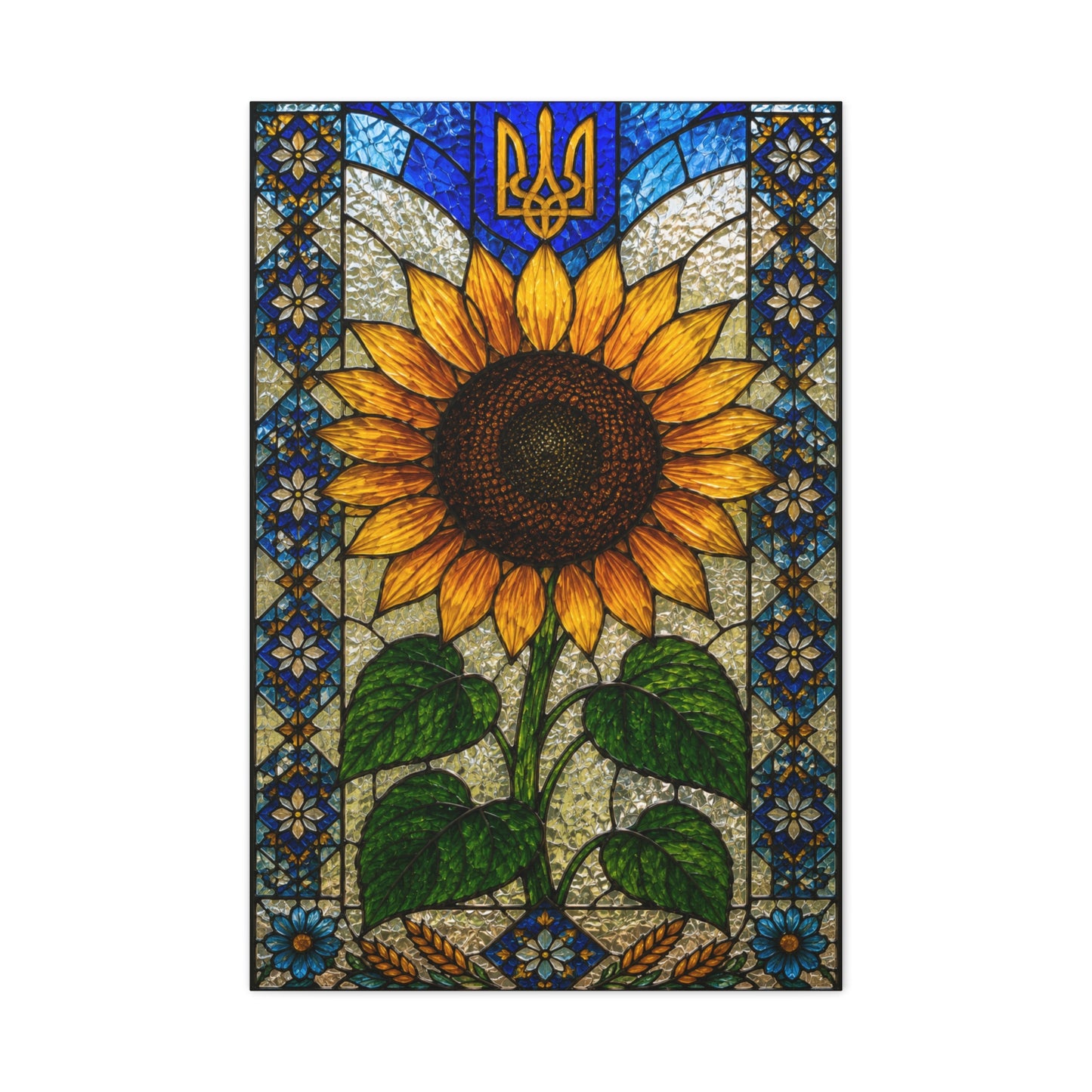 Ornate Mosaic Sunflower Heritage Wall Art & Canvas Print