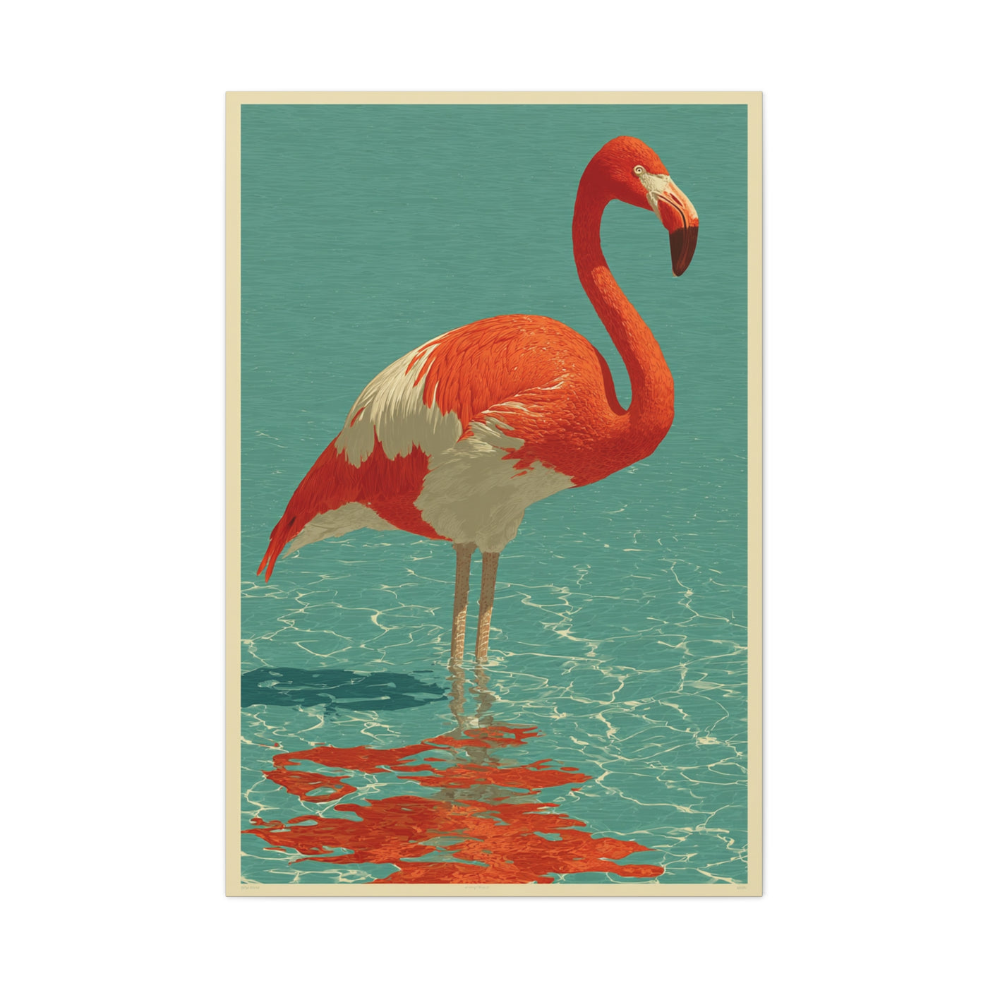 Retro Coastal Flamingo Vintage Poster Tropical Wall Art & Canvas Print