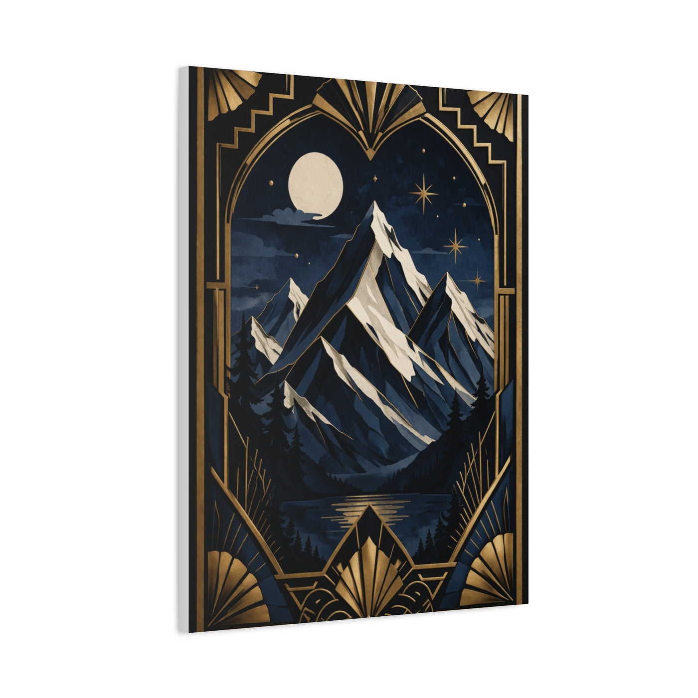 Art Deco Alpine Night Skyline Wall Art & Canvas Print