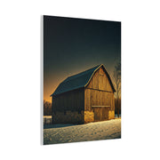 Winter Twilight Barn Landscape Wall Art & Canvas Prints
