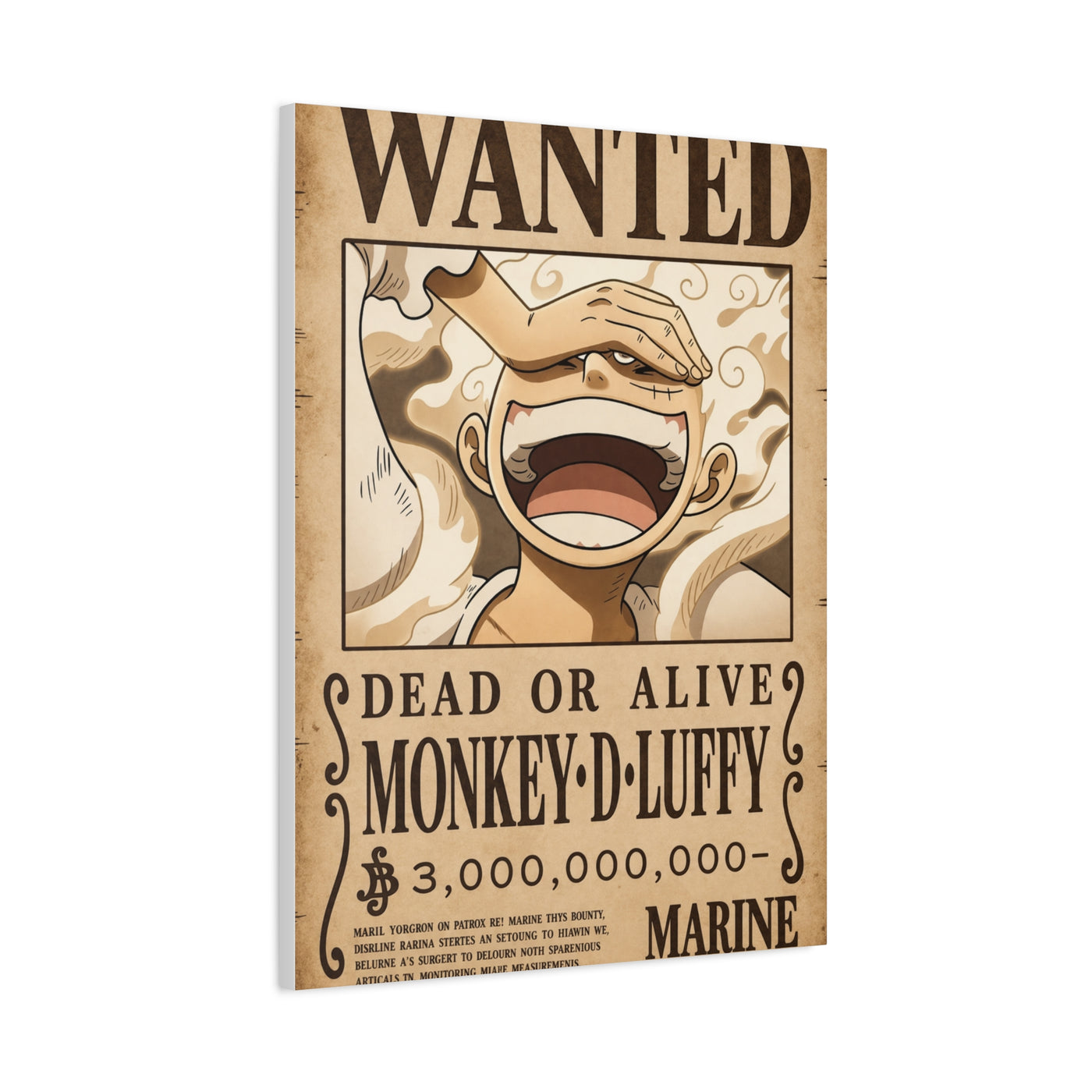 One Piece Monkey D. Luffy Gear 5 Wanted Poster Wall Art & Canvas Print