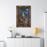 Moonlit Winter Forest Santa Wall Art & Canvas Print
