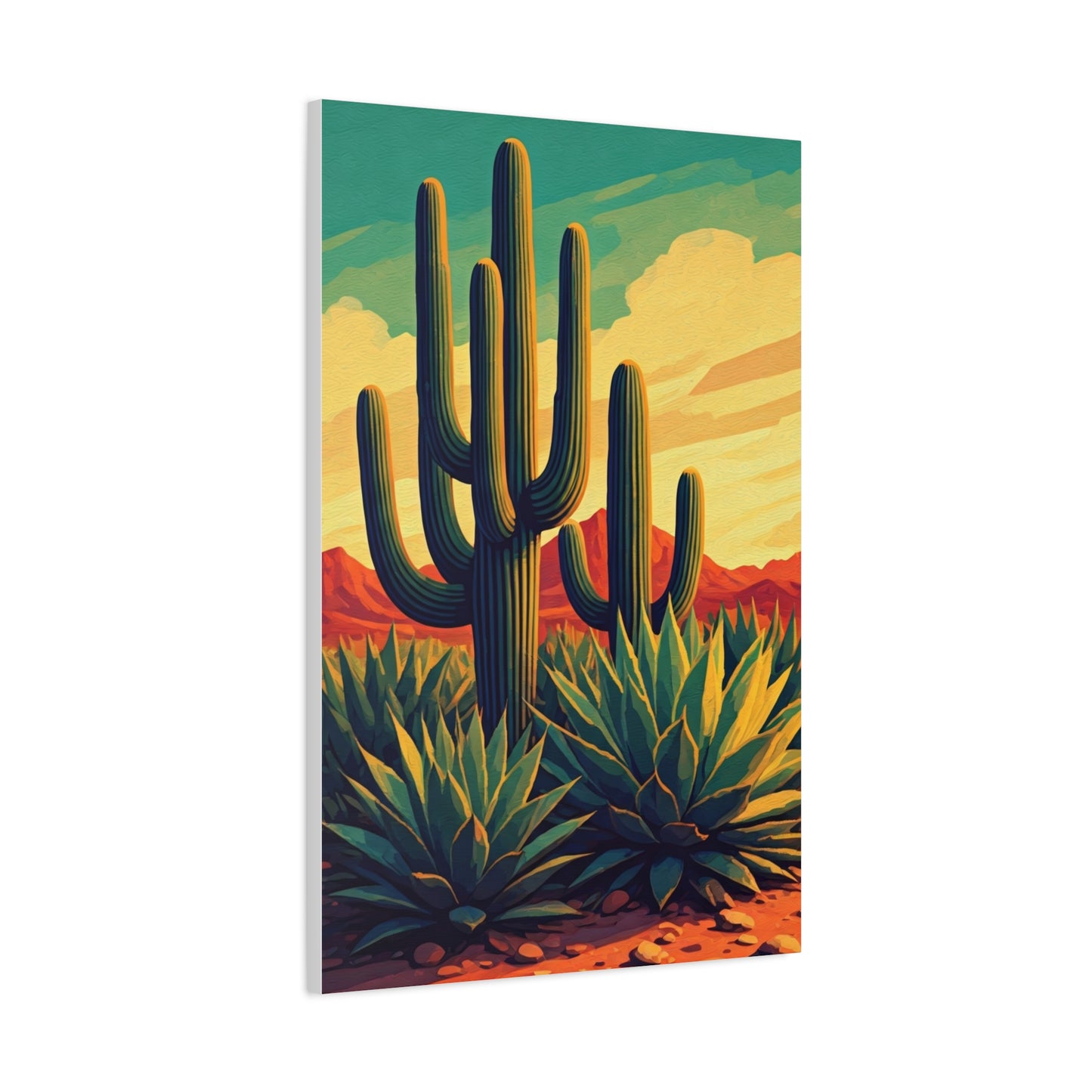 Southwestern Saguaro and Agave Desert Illustration Wall Art & Canvas Prints