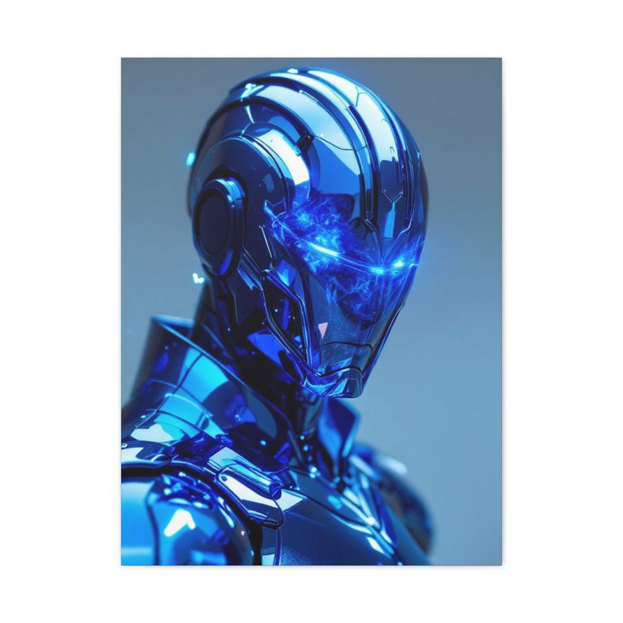 Futuristic Blue Chrome Figure Wall Art & Canvas Prints