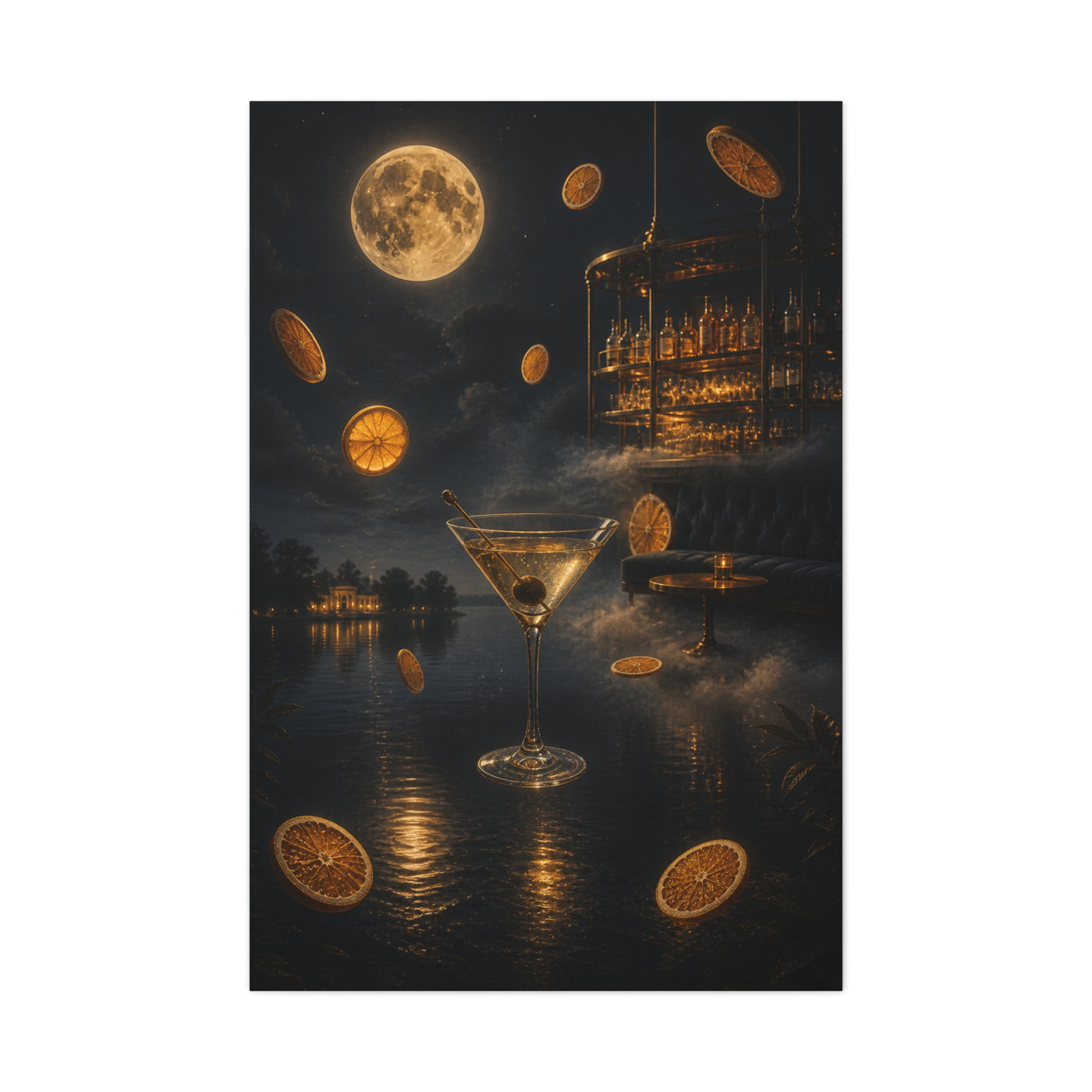 Surreal Moonlit Martini Dreamscape Wall Art & Canvas Print