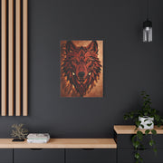 Geometric Carved Wood Wolf Head Sculpture Wall Art & Canvas Print