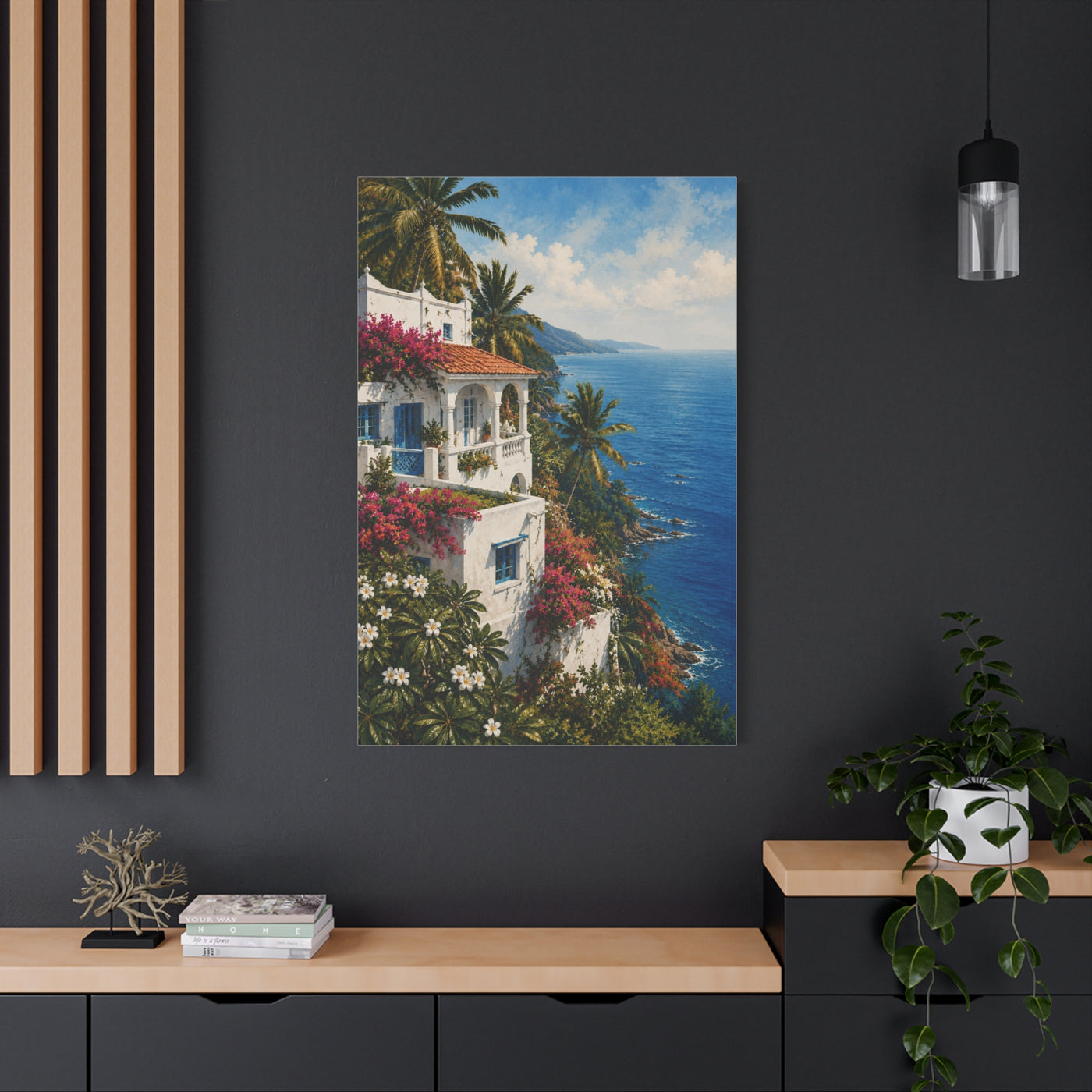 Mediterranean Coastal Villa Escape Tropical Wall Art & Canvas Print
