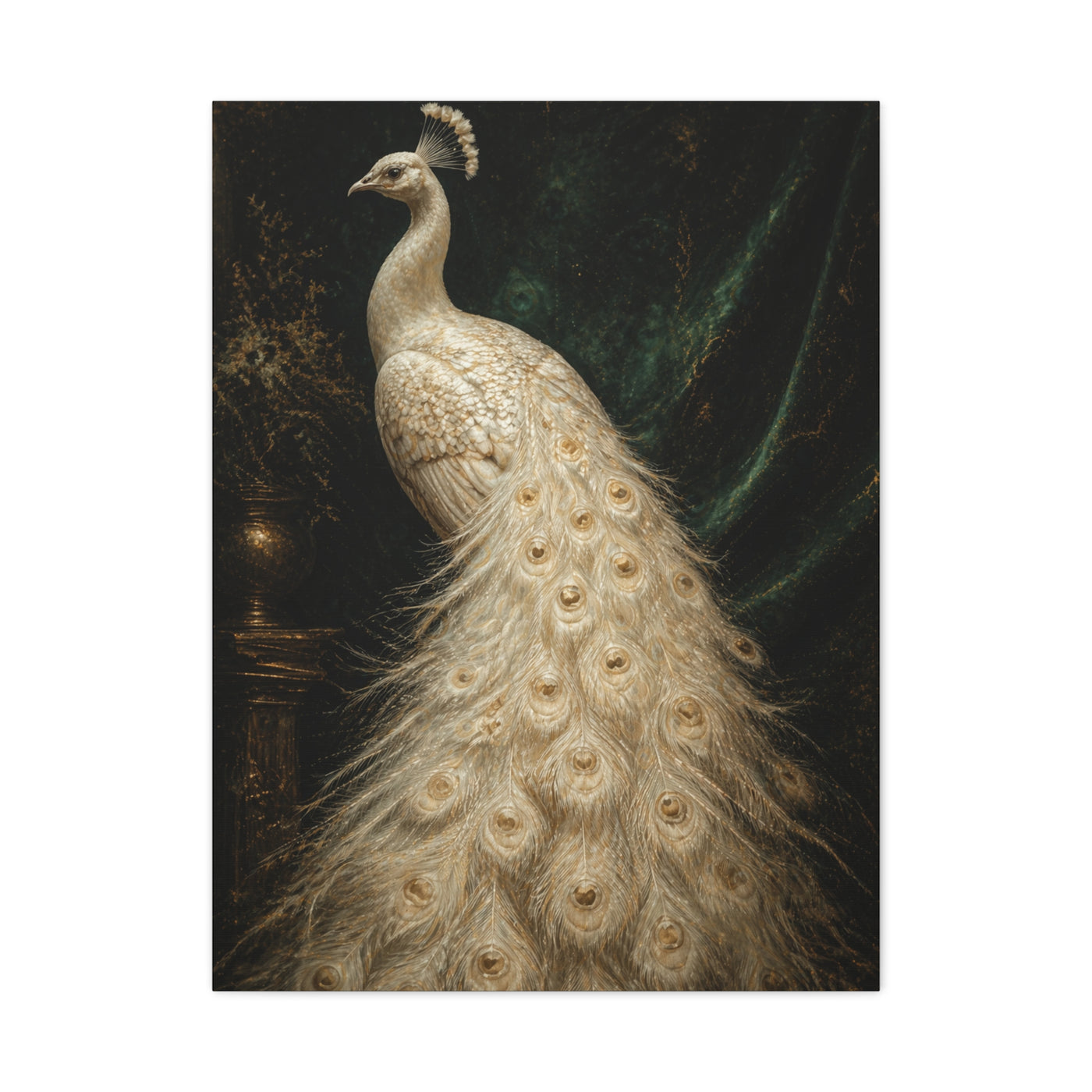 White Peacock Dark Academia Portrait Wall Art & Canvas Print