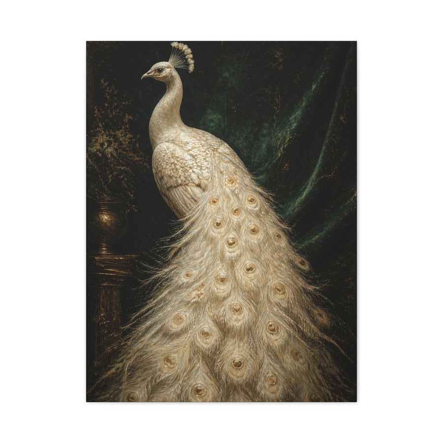 White Peacock Dark Academia Portrait Wall Art & Canvas Print