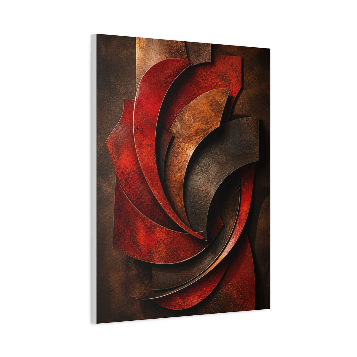 Sculptural Red Metal Wave Composition Wall Art & Canvas Print