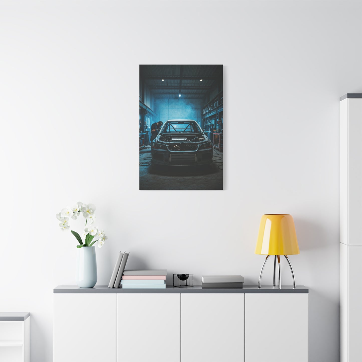 Mitsubishi Lancer Evolution Custom Fabrication Garage Wall Art & Canvas Prints
