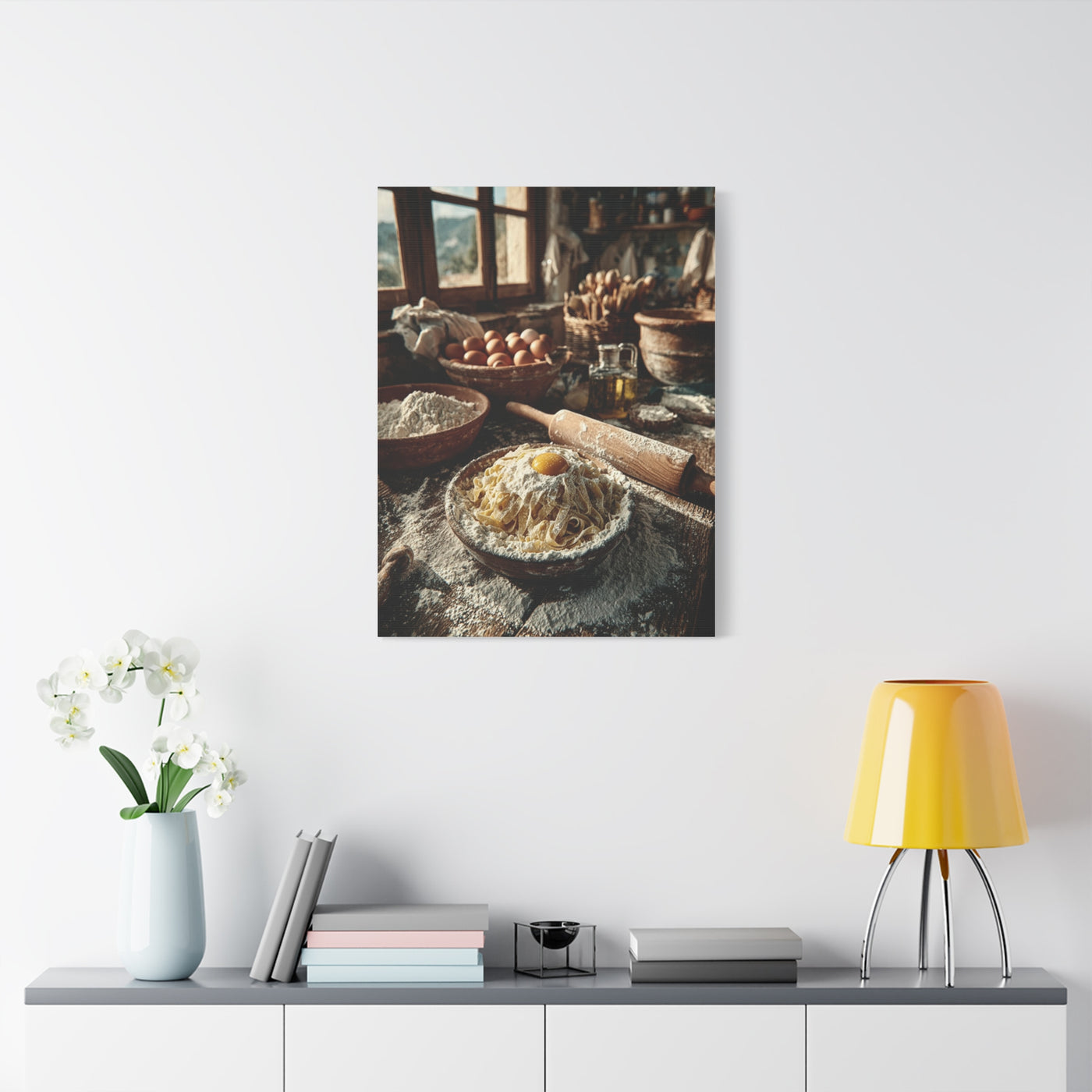 Homemade Pasta Rustic Kitchen Prep Wall Art & Canvas Print