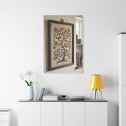 Framed Folk Tree Embroidery Study Wall Art & Canvas Print