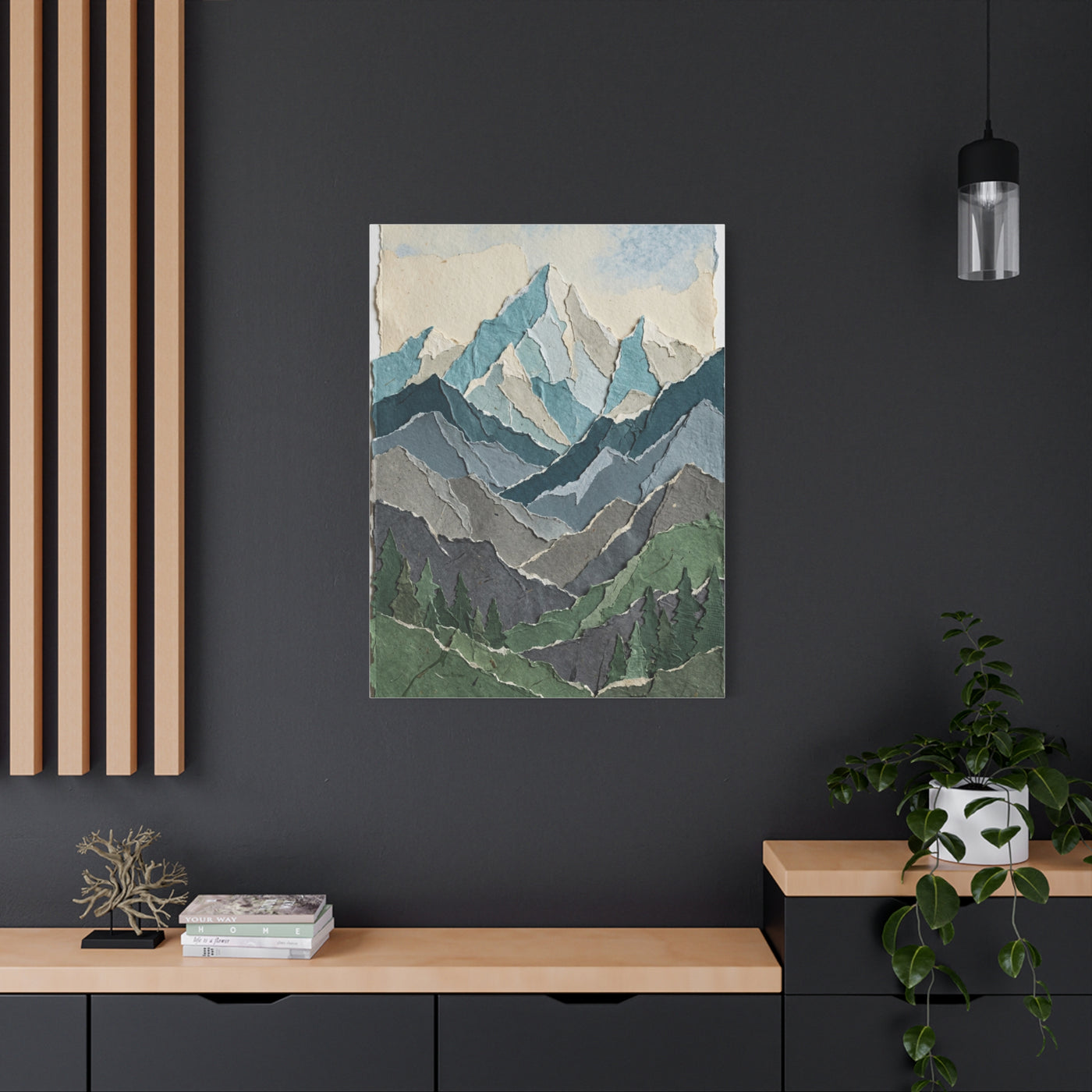 Hand-Torn Paper Collage Mountain Range Wall Art & Canvas Print